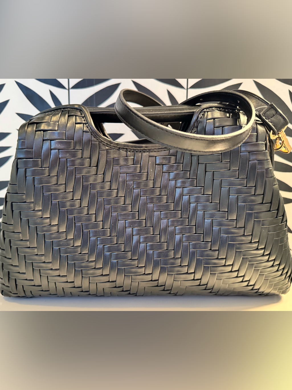 Moda Luxe Amara Woven Crossbody Shoulder Bag Black Nwt Vegan Leather — image 2 of 8